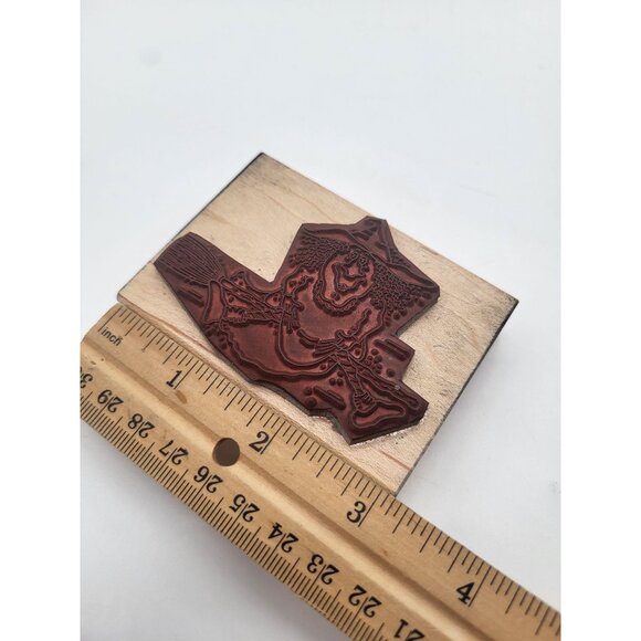 Great Impressions Wood Mounted Rubber Stamp Whimsical Witch Broom Fall Halloween - Picture 5 of 6